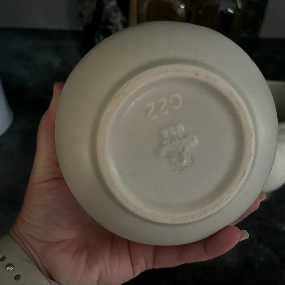 Vintage Pfaltzgraff Cream White Floral Ceramic Creamer and Sugar Set